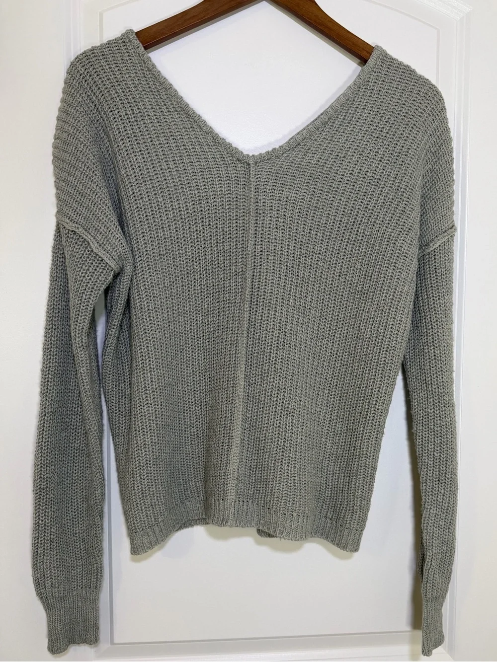 Hippie Rose Gray‎ Knit Cardigan V Neck Button Sweater Coastal Academia Size S